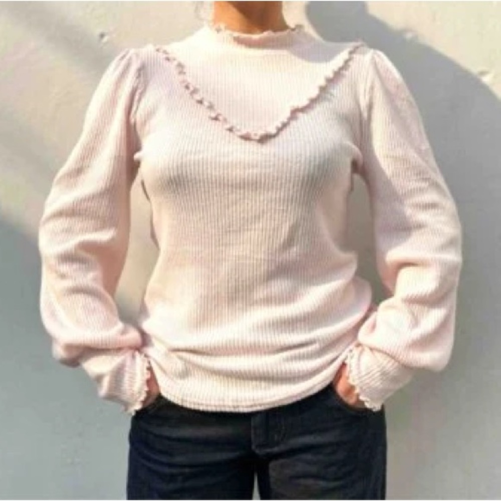 Free People Pink Puff Long Sleeves Top 0017